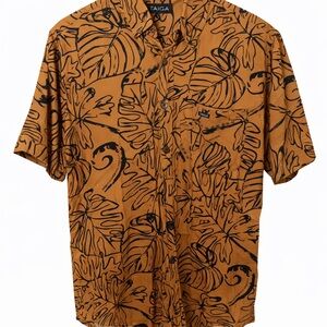 Tanoa Men's Brown Aloha Print Casual Shirt
